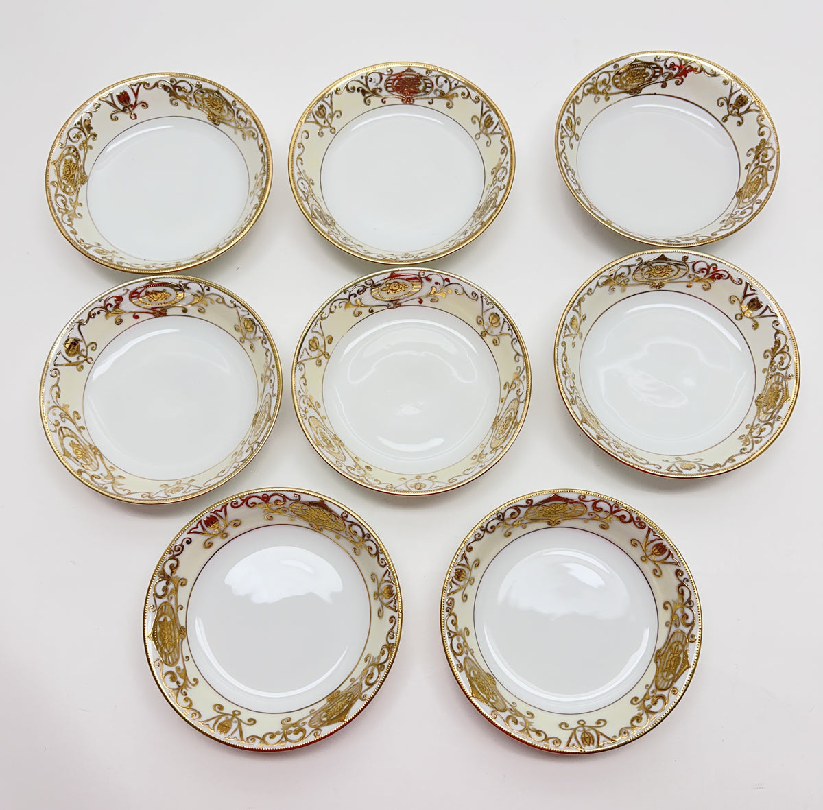 4 Noritake Christmas Ball deals Cereal Bowls Gold Moriage 5 3/4