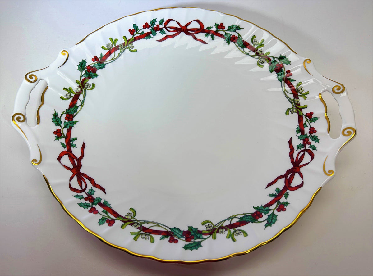 Royal Worcester Holly Ribbons Holiday Red Bow Scalloped Fine