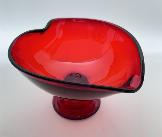 Fostoria Decorator Collection Ruby Heart Shaped Footed Compote. c.1964-1970