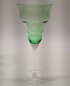 Green and Clear Tall Stemmed Wine/Water Crystal Glasses