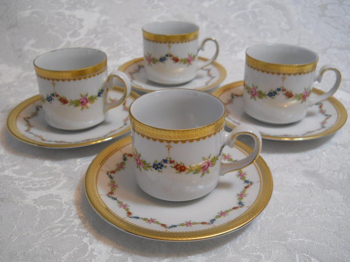 Chanel logo demitasse espresso set of six cups & saucers Bavaria  Rare!!!