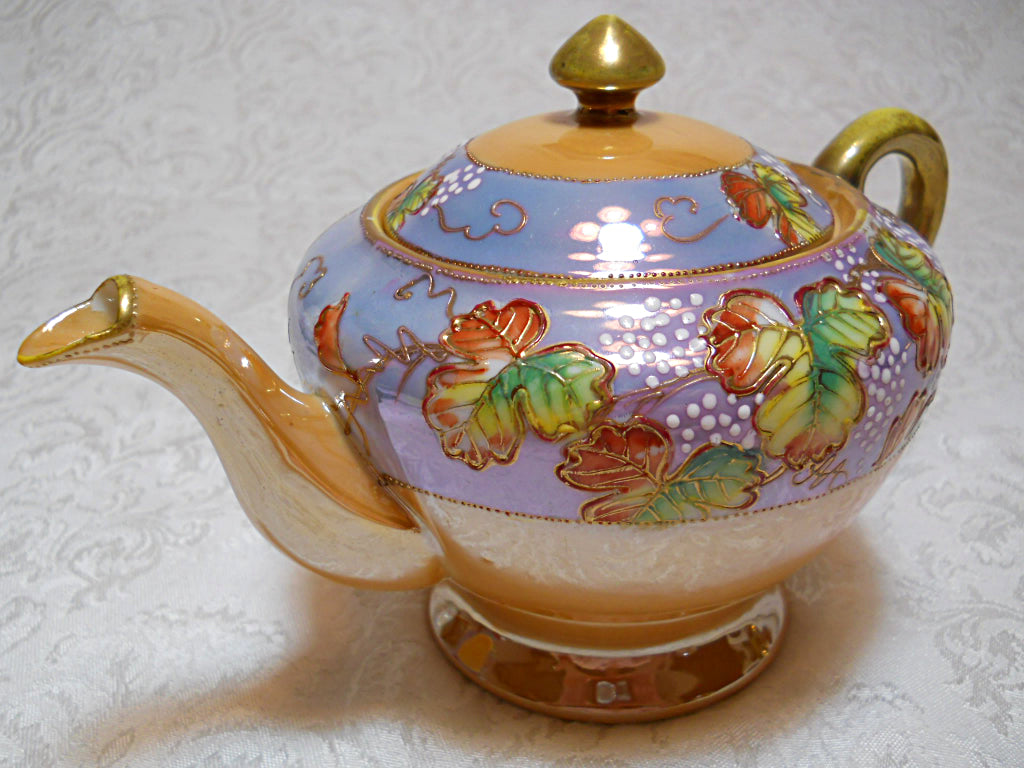 Vintage Floral Teapot Moriage Small Tea Pot Hand Painted Made in Japan  Ceramic