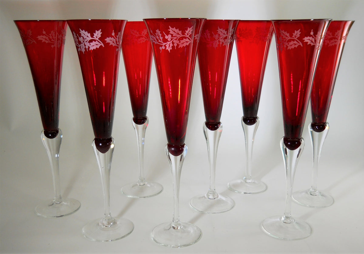 Pier 1 Eliza Fluted Champagne Blown Glass Collection of Six – BINCHEY'S LLC.