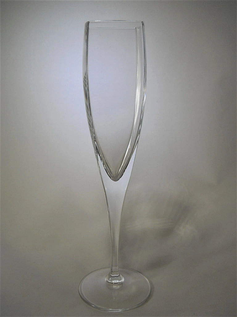 Set of 2 Mikasa Panache Clear Crystal Square Bowl Champagne Flutes ~NICE~