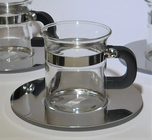 Bodum Bistro-Style Glass and Steel Espresso Cup Collection of Six