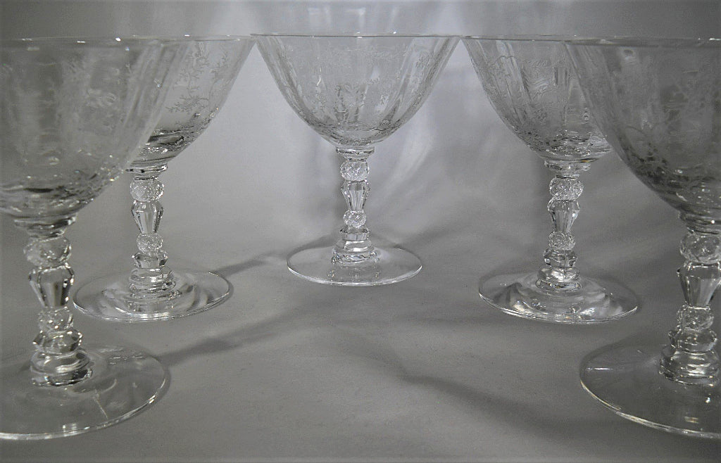 Shop the Vintage 1930s Fostoria Chintz Etched Crystal Wine Glasses