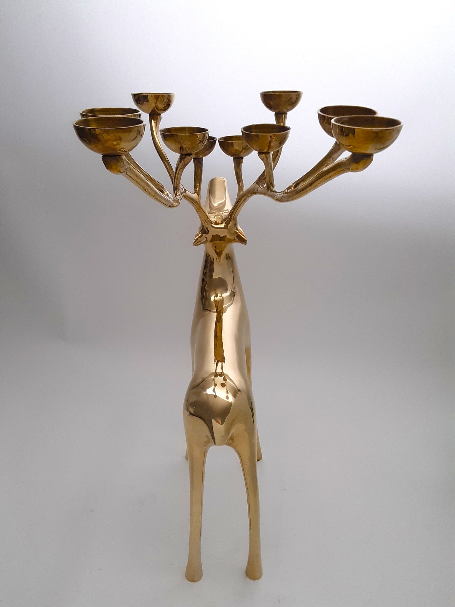 Pottery Barn Brass 20 Tall Reindeer With 10-Point Antler