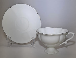 Lemonosov Golden Ribbon Bone China Pedestal Teacup and Saucer Set. 2002-2006