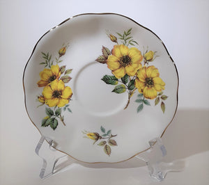 Royal Albert English Bone China Yellow Flowers Teacup and Saucer Set. c.1960-1970's