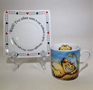 Alice In Wonderland's Cafe by Paul Cardew Demitasse Cup/ Saucer Collection of Five.