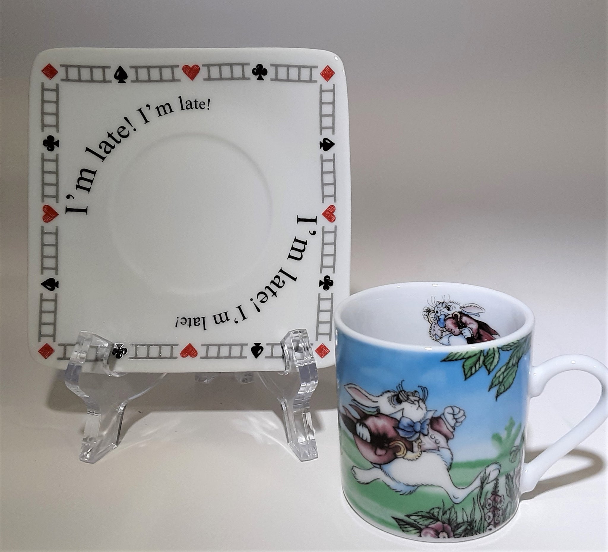 Alice in Wonderland Tea for One MINT Vintage Paul Cardew Teapot Cup Saucer  Fine Bone China Imported From England. Mad Hatter Party 