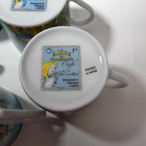 Alice In Wonderland's Tea Party Tea Set by Paul Cardew Demitasse Cup/ Saucer Collection of Five.