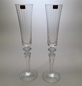 Baccarat Mille Nuits Clear Fluted Champagne Set of Two. FRANCE.