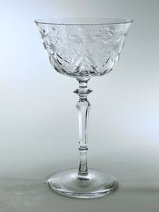 Rock Sharpe Granville 7" Champagne, Tall Sherbet Crystal Glass Set of Five, c.1938.