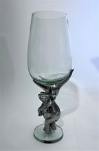  African Elephant Pewter Base 10"H Wine Glass. Solidly Made.