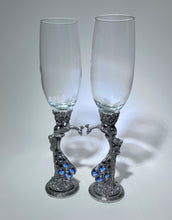 Fairy Glen Peacock Heart Shaped Lead-Free Pewter Champagne Flutes Pair of Two