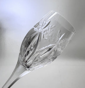 Mikasa Cut Crystal and Etched Flower Wine Glass Set of Four.