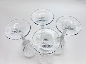 Noritake Moondust Etched Crystal Water Goblet Collection of Four. 1986-2008