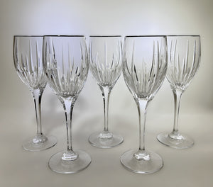 Mikasa Arctic Lights Platinum Crystal Water Goblet Collection of Five