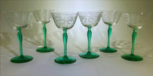 Bryce Emerald Green Stem Crystal Cocktail/ Champagne Set of Six.