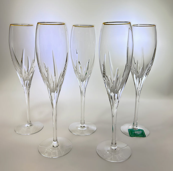 Lenox Monument Fluted Champagne Glass Collection of Five. 1995-1998