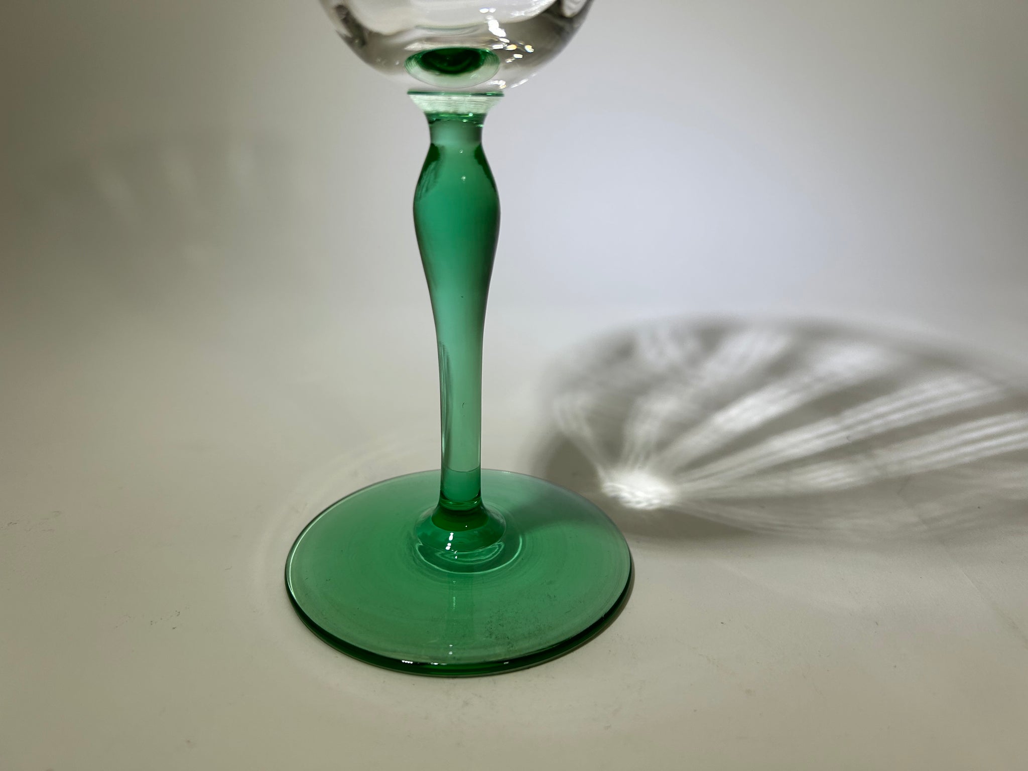 Green, Stemmed Water Glass
