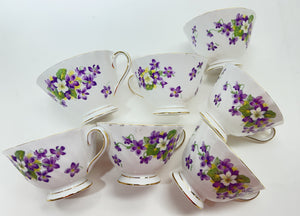 Royal Tuscan/ Tuscan Woodland Violet Fine Bone China 14-Piece Snack Plate/ Cup Collection for Six