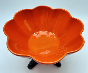 Mesa Home Orange and White Dots Shoe Footed Halloween Pumpkin Serving Centerpiece Bowl. 12"Wide