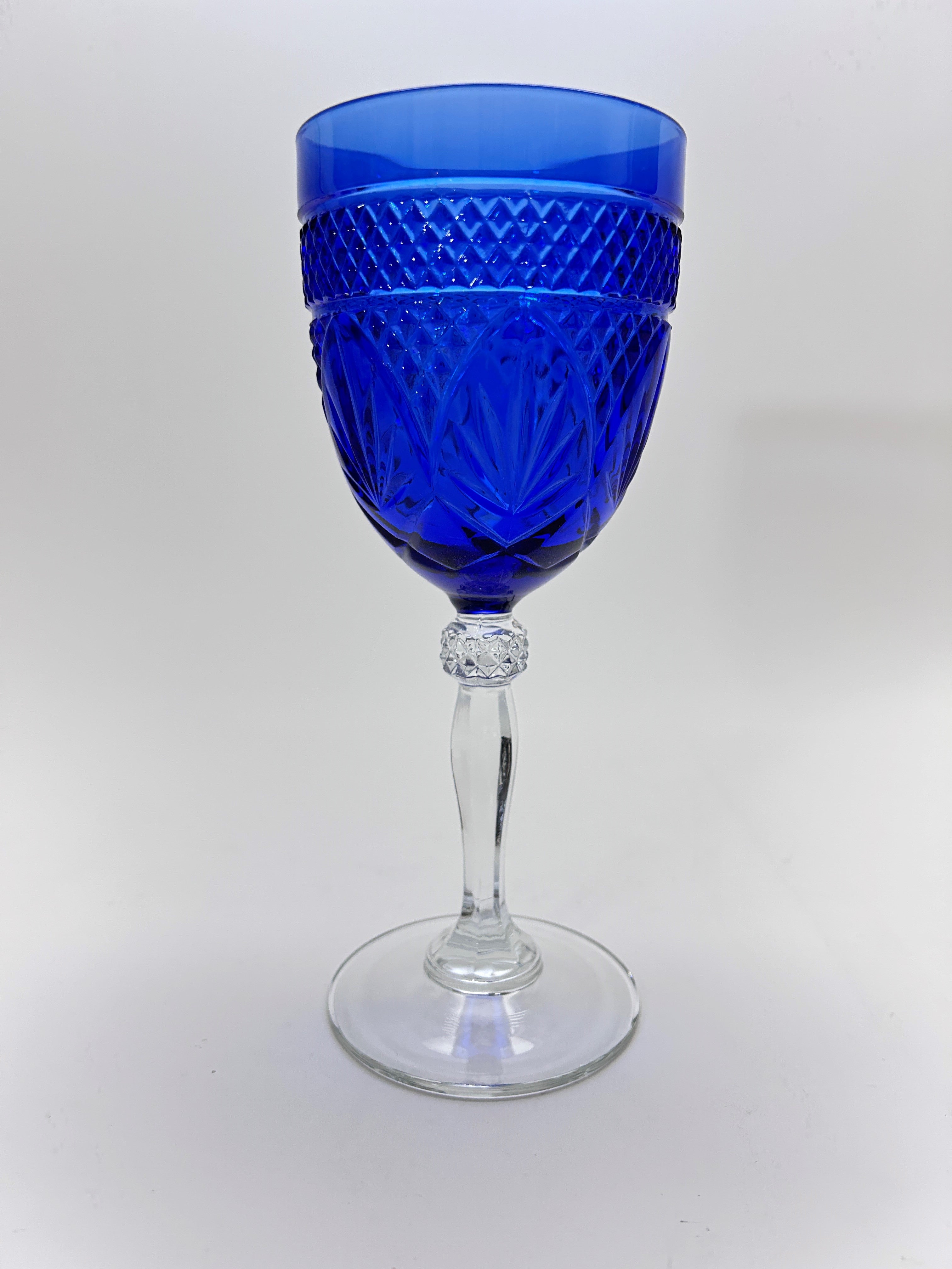 Set of 4 Cristal D'Arques-Durand Americana Blue Crystal Fluted