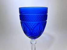 Cristal D'Arques-Durand Antique Sapphire Blue and Clear Stem Water Goblet Collection of Nine, 1999-2003