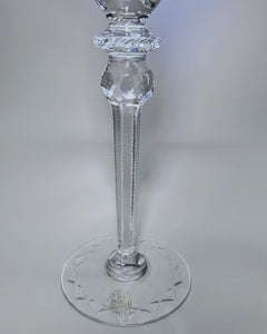 Rogaska GALLIA Tall Etched Lead Crystal Candlestick Set of Two