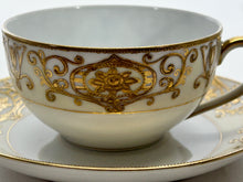 Noritake Christmas Ball #175 Hand Painted Porcelain Cup and Saucer Sets of Six. c.1918-1991.