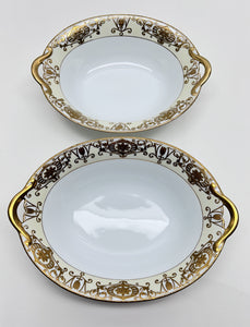 Noritake Christmas Ball Porcelain Hand Painted Bowl Oval Vegetable Serving Bowl Set of Two,c.1935-1991