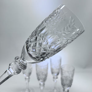 Rogaska GALLIA Crystal Champagne Flute Collection of Five.