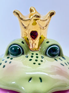 Department 56 Jeweled Frog Prince Lidded Cookie/ Candy Jar