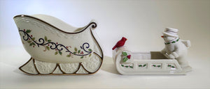 Mikasa Holly Sleigh and Lenox Happy Holly Days Candy Dish Set of Two