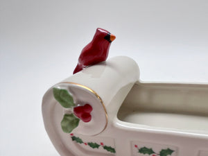 Mikasa Holly Sleigh and Lenox Happy Holly Days Candy Dish Set of Two