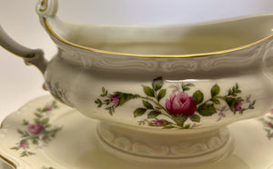 Rosenthal-Continental "Antoinette" Pompadour Ivory Gravy Boat w/Attached Underplate.