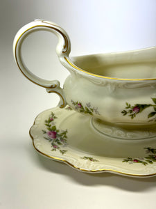 Rosenthal-Continental "Antoinette" Pompadour Ivory Gravy Boat w/Attached Underplate.