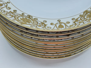 Noritake Christmas Ball Porcelain Hand Painted Dinner Plate Set of Twelve, Lot 2, c.1918-1930.