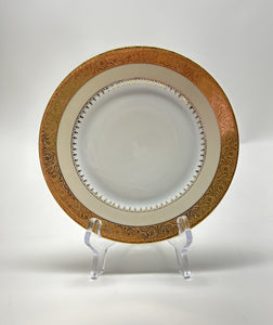 Charles Field Haviland 55-Piece Gold and Cream Rimmed Dinnerware for Seven to Ten.