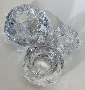 Kosta Boda Snowball Clear Crystal Votive Set of Three