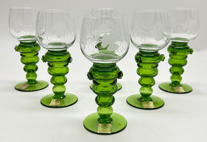 Theresienthal "Rhein" Etched Romer Wine Glass Collection of Six