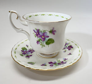 Royal Albert England Flower Of The Month Series Montrose DEMITASSE Teacup/ Saucer Collection of Six. c. 1970's