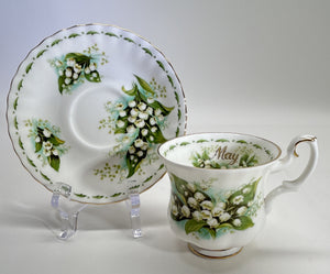 Royal Albert England Flower Of The Month Series Montrose DEMITASSE Teacup/ Saucer Collection of Six. c. 1970's