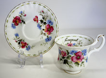 Royal Albert England Flower Of The Month Series Montrose DEMITASSE Teacup/ Saucer Collection of Six. c. 1970's