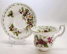 Royal Albert England Flower Of The Month Series Montrose DEMITASSE Teacup/ Saucer Collection of Six. c. 1970's