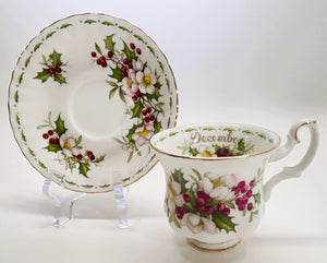 Royal Albert England Flower Of The Month Series Montrose DEMITASSE Teacup/ Saucer Collection of Six. c. 1970's