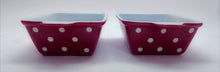 Red and White 6-Piece Polka Dot Ceramic Bakeware and Bowl Set.