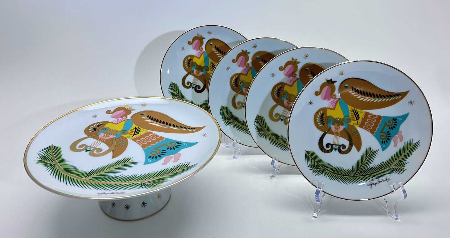 Georges Briard Christmas Fantasy Cake Stand and Serving Plate Set of Four.
